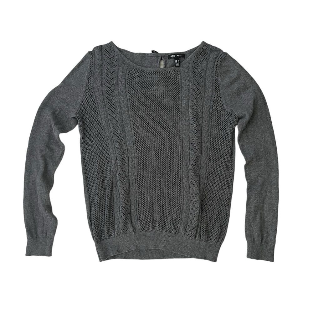 MNG Basics Sweater With Cute Bows Grey Size Medium